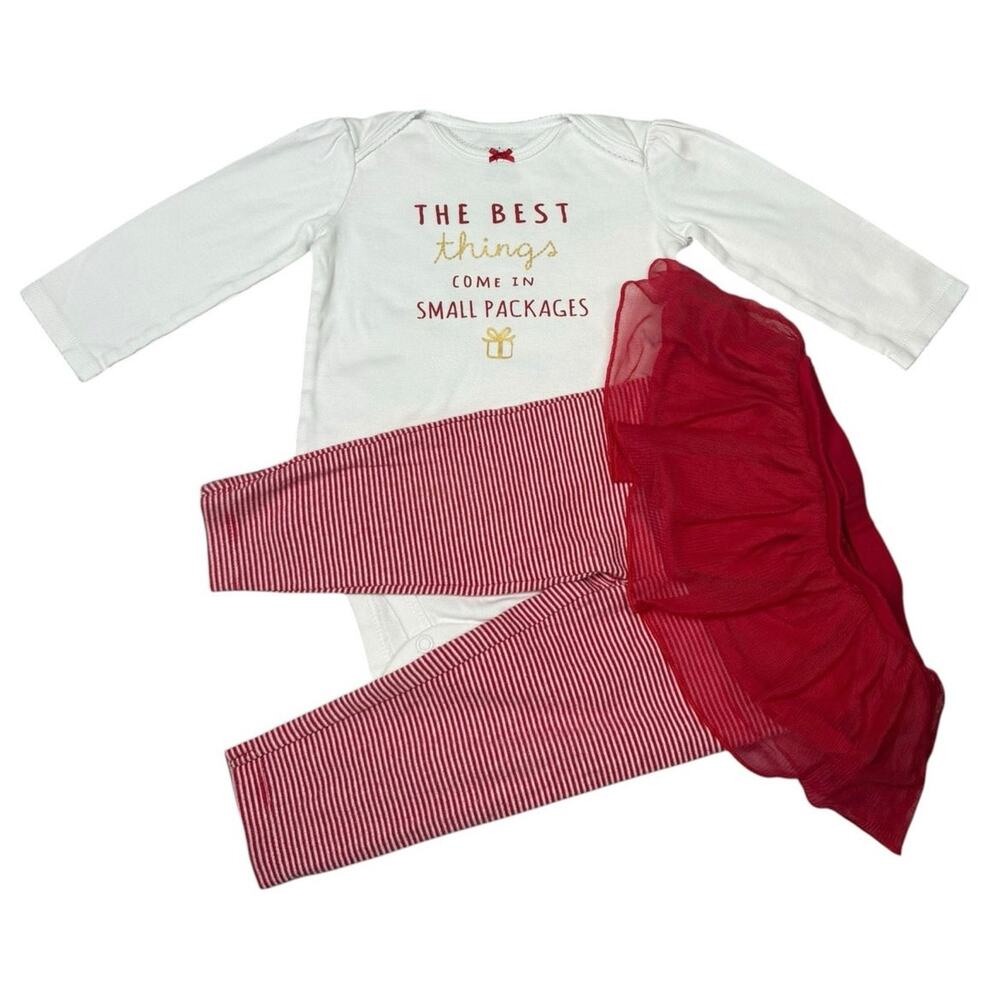 Carter's Matching Outfit Girls Christmas Red White 12 Months